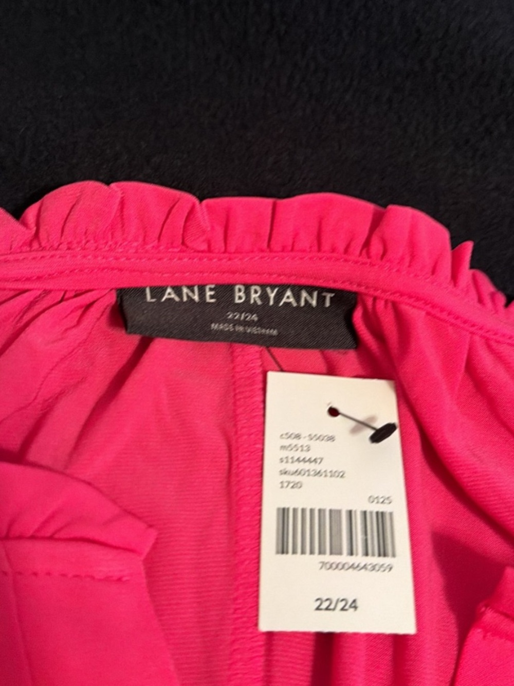 Lane Bryant 22/24 Hot Pink Ruffle V-Neck Short-Sleeve Top NWT - Picture 2 of 3